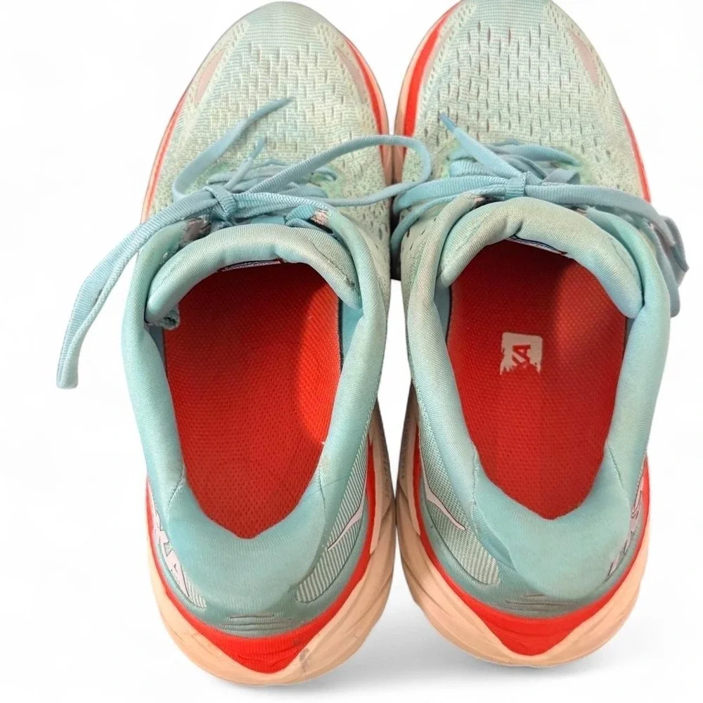 HOKA Clifton 8 One One Womens 8.5 B Aqua Blue Running Shoes 1119394 Gym Running